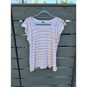 ANDREE Soft flutter sleeve striped shirt.  Vintage vibe, extremely soft.‎  Sz M